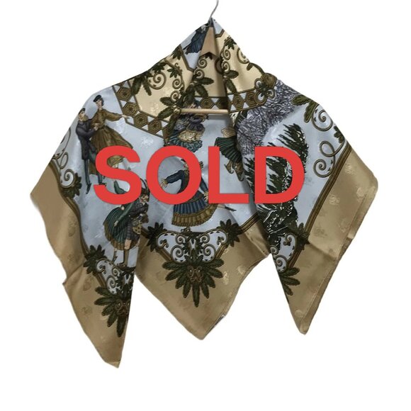 HERMES Carre 90 - Beige Light Blue Multi Scarf 216-052725 - Picture 1 of 5